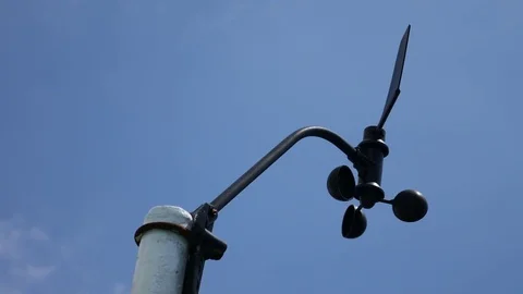 Anemometer, device used for measuring wind speed with blue sky Stock Footage 72986298