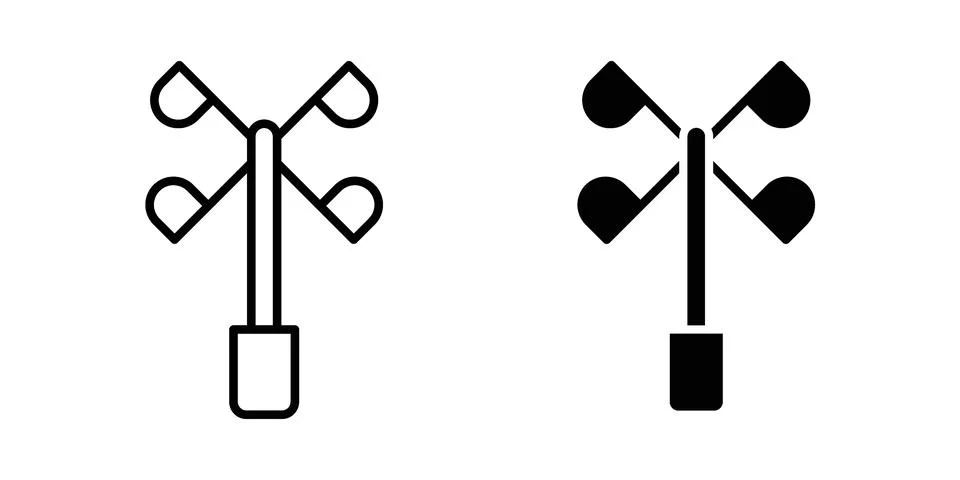 Anemometer icon linear versions pack on white background Illustrazione stock