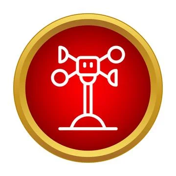 Anemometer icon measuring wind speed in a red circle button Stock Illustration