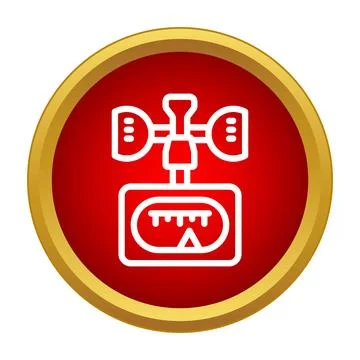 Anemometer icon showing wind speed measurement on a red circle 库存插图