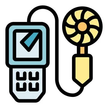 Anemometer measuring wind speed and displaying data on screen Stock Illustration