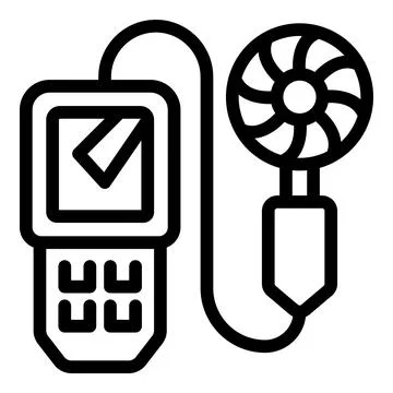 Anemometer measuring wind speed with digital display icon Illustrazione stock