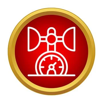 Anemometer measuring wind speed in a red circle icon Illustrazione stock