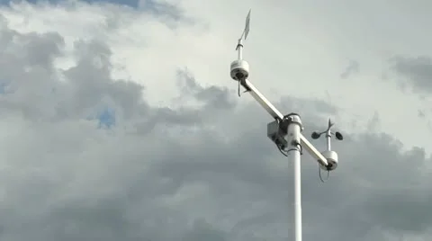 Anemometer over cloudy sky Stock Footage