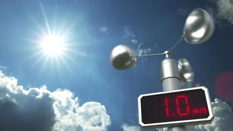 Anemometer shows 1 meter per second wind speed. Weather forecast related 3D 스톡 일러스트