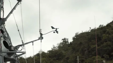 Anemometer on the side of a moored boat Stock Footage 165258452