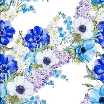 Anemones flowers pattern Stock Illustration