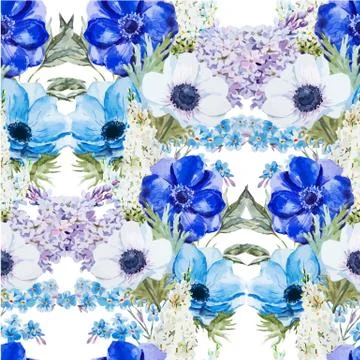 Anemones flowers pattern Stock Illustration