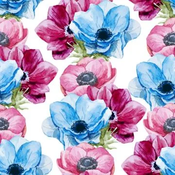Anemones flowers pattern Stock Illustration