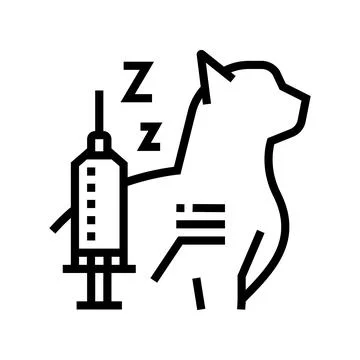 Anesthesia cat line icon vector illustration イラスト素材
