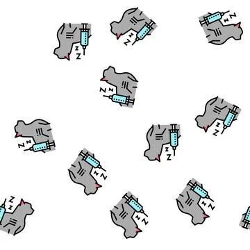 Anesthesia cat vector seamless pattern 스톡 일러스트