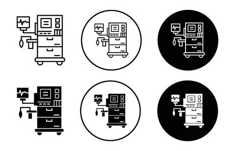 Anesthesia machine icon Outline flat Icon Stock Illustration