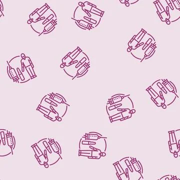 Anesthesia technician line seamless pattern Illustrazione stock