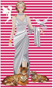 Angel with abstract bird Stock Illustration
