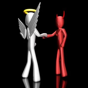 Angel and devil agreement..... Stock Illustration