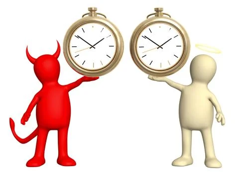Angel and devil with clock Stock Illustration