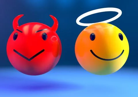 Angel and devil emoji Stock Illustration