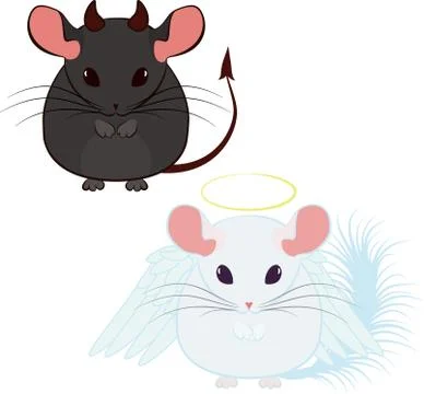 Angel and devil, good and bad chinchilla Stock Illustration