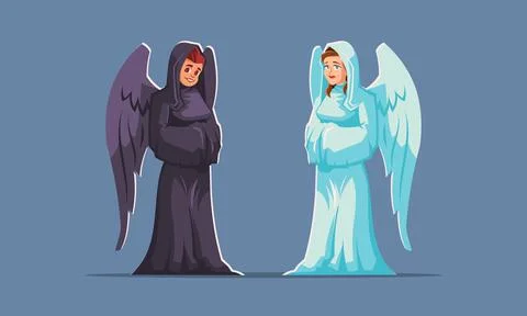Angel and devil, good and evil winged characters Stock-Illustration