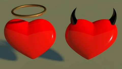 Angel and devil hearts concept Stock Illustration