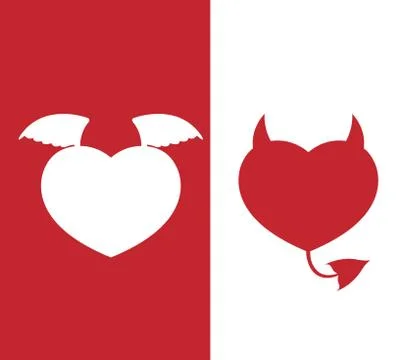 Angel and devil hearts Stock Illustration