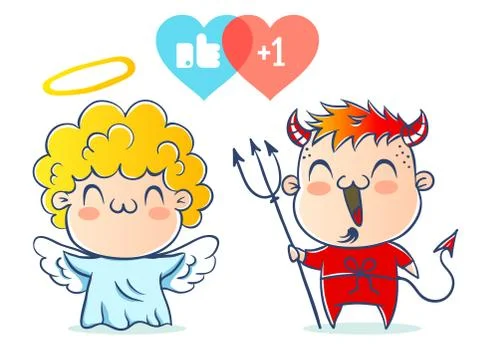 Angel and devil. Иллюстрация