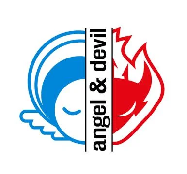 Angel and devil logo, icon and avatar outlined Stock-Illustration