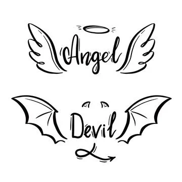 Angel and devil stylized vector illustration. Stock Illustration