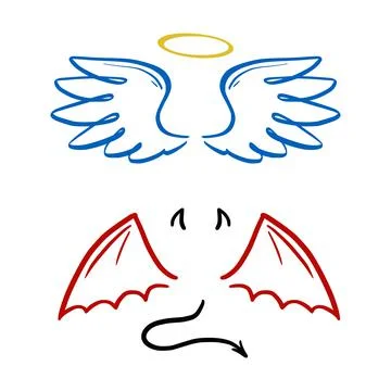 Angel and devil stylized vector illustration. Stock Illustration