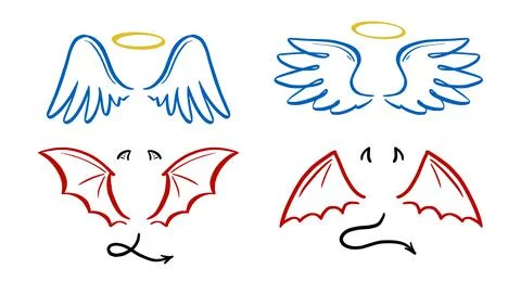 Angel and devil stylized vector illustration. Stock Illustration