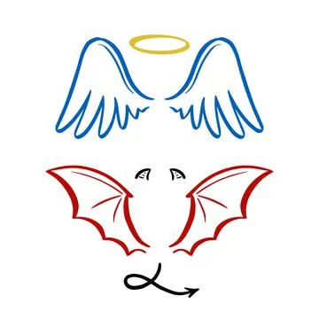 Angel and devil stylized vector illustration. Stock Illustration