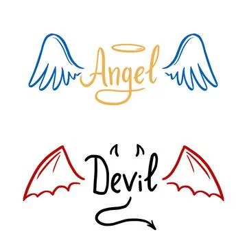 Angel and devil stylized vector illustration. Stock Illustration