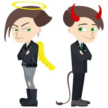 Angel and Devil twins Stock Illustration