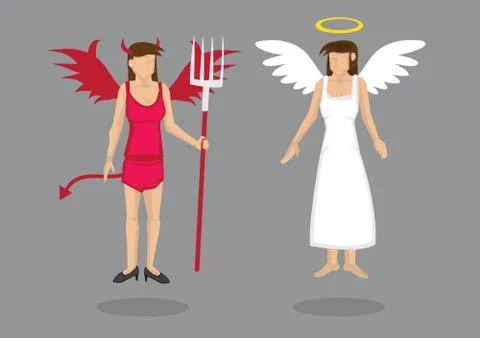 Angel and Devil Vector Cartoon Characters Illustration Stock Illustration