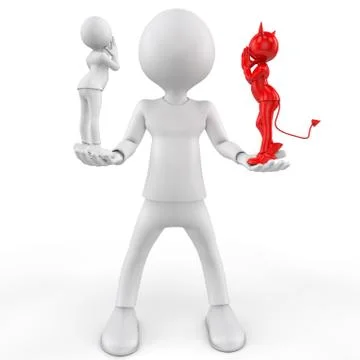 Angel and devil, yes or not. 3d image Stock Illustration