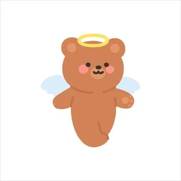 Angel Bear Walking Forward with a Happy Face Stock Illustration