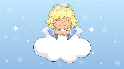 An angel in the blue sky with a cloud. Stock Footage 316741043