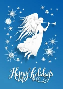 Angel in a blue sky Stock Illustration