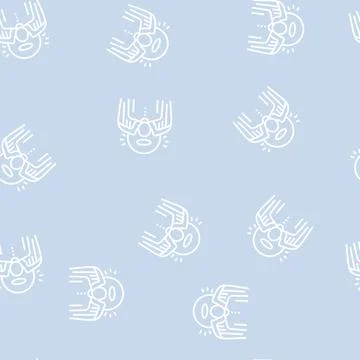 Angel christianity line seamless pattern Stock Illustration