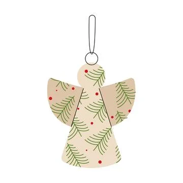 Angel Christmas tree ornament vector holiday decoration isolated on white bac Stock Illustration