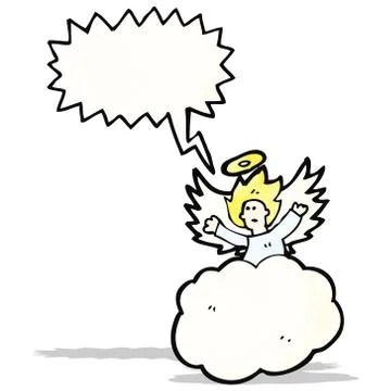 Angel on cloud with speech bubble Stock Illustration