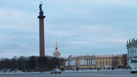 Angel with a cross on the Alexander Column Stock Footage 123479876