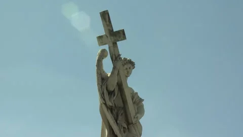 Angel with a Cross Statue, Ponte Sant'Angelo, Rome, Italy Stock Footage 327558192