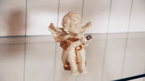 Angel Cupid Statue Close Up Video stock 99660015