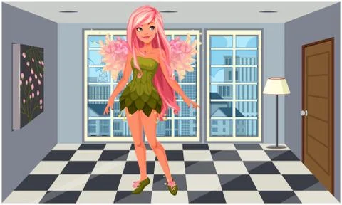 Angel is dancing in the room Stock Illustration