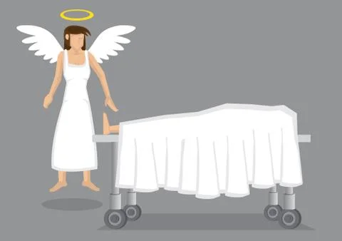 Angel by Dead Body Cartoon Vector Illustration Stock Illustration