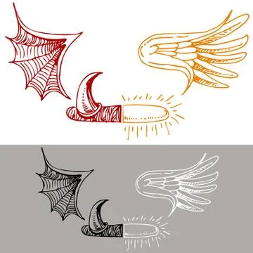 Angel devil drawing Illustrazione stock