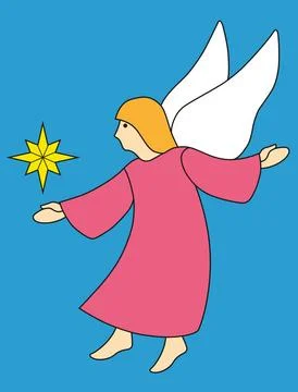 Angel in flight with heart. Stock Illustration