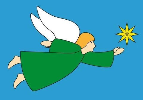 Angel in flight with star. Stock Illustration