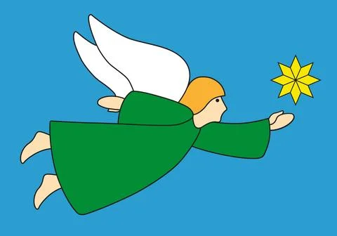 Angel in flight with star. Stock Illustration